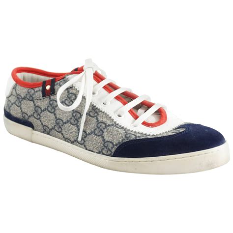 red white and blue gucci uk sneakers|blue Gucci sneakers suede.